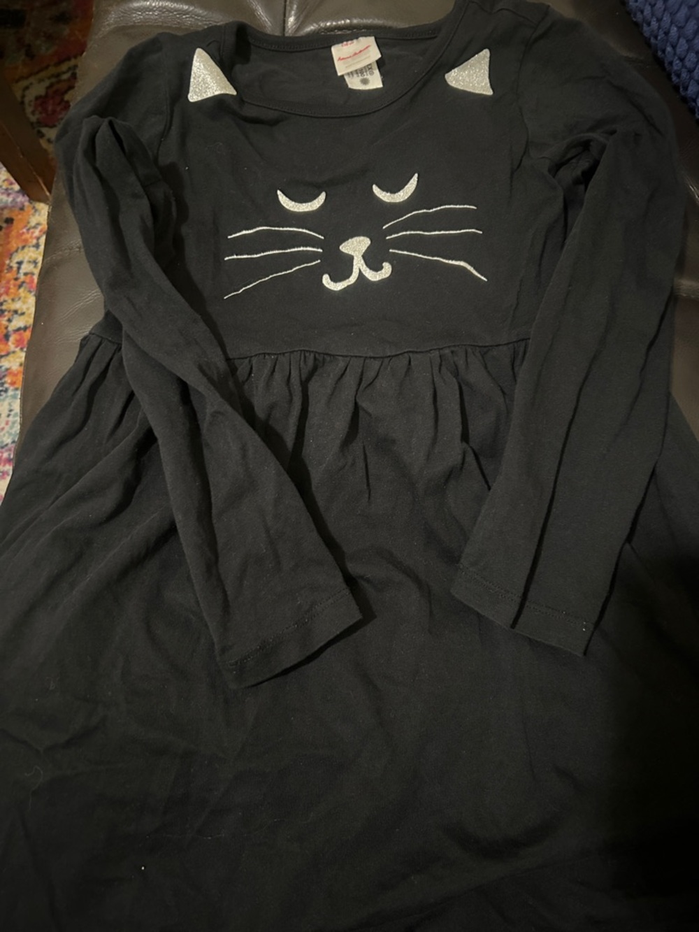 Hanna Andersson Black Long Sleeve Cat Face Dress